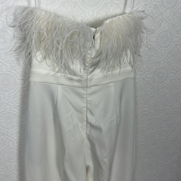 Saylor Feather Janae Jumpsuit White NYE Party Going Out Strapless BHLDN Collab - Picture 11 of 13